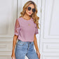 Anna-Kaci Sheer Floral Lace Short Sleeve Blounce with Round Neck For Women