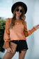 Anna-Kaci Shiny Smocked Cuff Long Sleeve Top Solid for Women Large 8-10 / Orange