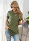 Anna-Kaci Side Button Spring Green T-Shirt Tee for Women