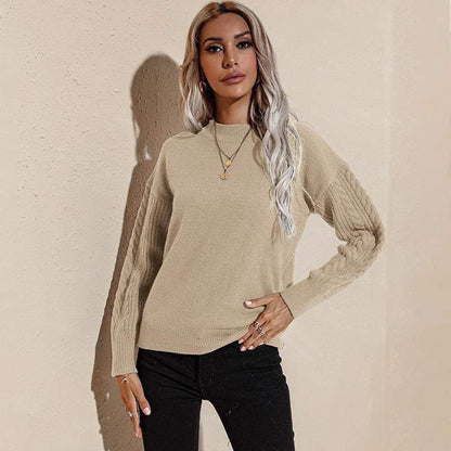 Anna-Kaci Solid Basic Knit Long Sleeve Sweater High Neck for Women Large 8-10 / Beige