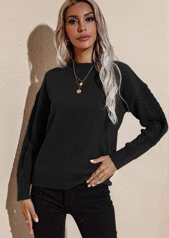 Anna-Kaci Solid Basic Knit Long Sleeve Sweater High Neck for Women Large 8-10 / Black