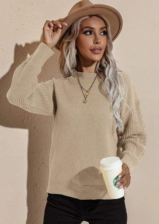 Anna-Kaci Solid Basic Knit Long Sleeve Sweater High Neck for Women