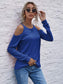 Anna-Kaci Solid Color Cold Shoulder Long Sleeve Ribbed Knit Top for Women