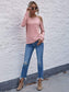 Anna-Kaci Solid Color Cold Shoulder Long Sleeve Ribbed Knit Top for Women