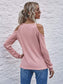 Anna-Kaci Solid Color Cold Shoulder Long Sleeve Ribbed Knit Top for Women