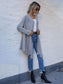Anna-Kaci Solid Color Open Front Asymmetrical Hem Long Cardigan for Women