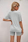 Anna-Kaci Solid Color Round Neck Drop Shoulder Tee and Biker Shorts Set
