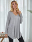 Anna-Kaci Solid Color Round Neck Patch Pocket Long Sleeve Shirt for Women 2XL / Gray
