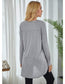 Anna-Kaci Solid Color Round Neck Patch Pocket Long Sleeve Shirt for Women