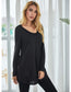 Anna-Kaci Solid Color Round Neck Patch Pocket Long Sleeve Shirt for Women