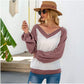 Anna-Kaci Spring Waffle Texturer V Shape Front & Back Long Sleeve Top for Women Small 0-4 / Mauve