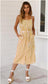 Anna-Kaci Striped Button Front Tied Waist Cami Dress Shin Length with Pockets for Women Small 0-4 / Yellow