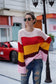 Anna-Kaci Striped Color Blocked Light Knit Long Sleeve Sweater for Women