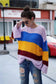 Anna-Kaci Striped Color Blocked Light Knit Long Sleeve Sweater for Women