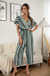 Anna-Kaci Striped Jumpsuit Romper V Neck Short Sleeve Wide Leg for Women Large 8-10 / Green