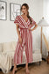 Anna-Kaci Striped Jumpsuit Romper V Neck Short Sleeve Wide Leg for Women Large 8-10 / Red