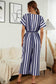 Anna-Kaci Striped Jumpsuit Romper V Neck Short Sleeve Wide Leg for Women