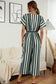 Anna-Kaci Striped Jumpsuit Romper V Neck Short Sleeve Wide Leg for Women
