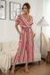 Anna-Kaci Striped Jumpsuit Romper V Neck Short Sleeve Wide Leg for Women