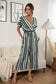 Anna-Kaci Striped Jumpsuit Romper V Neck Short Sleeve Wide Leg for Women