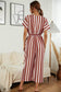 Anna-Kaci Striped Jumpsuit Romper V Neck Short Sleeve Wide Leg for Women