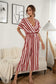 Anna-Kaci Striped Jumpsuit Romper V Neck Short Sleeve Wide Leg for Women