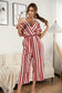Anna-Kaci Striped Jumpsuit Romper V Neck Short Sleeve Wide Leg for Women