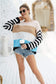 Anna-Kaci Striped Knitted Color Block Long Sleeve Light Sweater Top for Women