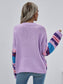 Anna-Kaci Striped Knitted Long Sleeve Sweater Round Neck Relaxed Fit for Women