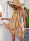Anna-Kaci Striped Ruffle Cami Dress with Flared Flounce Hem Sleeveless for Women Small 0-4 / Yellow Sunrise & Olive
