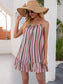 Anna-Kaci Striped Ruffle Cami Dress with Flared Flounce Hem Sleeveless for Women