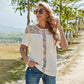 Anna-Kaci Summer Floral Sheer T-Shape Lace Trim Blouse for Women