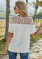 Anna-Kaci Summer Floral Sheer T-Shape Lace Trim Blouse for Women