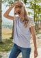 Anna-Kaci Summer Top with Applique Lace Short Sleeves Round Neck Tee for Women