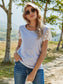 Anna-Kaci Summer Top with Applique Lace Short Sleeves Round Neck Tee for Women