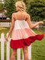 Anna-Kaci Three Tier Gradient Colorblock Baby Doll Cami Dress for Women
