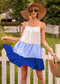 Anna-Kaci Three Tier Gradient Colorblock Baby Doll Cami Dress for Women Small 0-4 / Light Blue