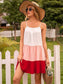 Anna-Kaci Three Tier Gradient Colorblock Baby Doll Cami Dress for Women Small 0-4 / Love Red