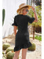 Anna-Kaci Tied Front Semi Sheer Ruffle Mini Dress Summer Short Sleeves for Women