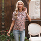Anna-Kaci Tied Neck Floral Print Blouse Top Short Sleeve for Women