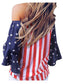 Anna-Kaci  Trumpet Sleeve Tie-Front American Flag Blouse | Anna-Kaci