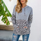 Anna-Kaci Two Tone Leopard Print Block Section Light Hoodie for Women