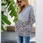 Anna-Kaci Two Tone Leopard Print Block Section Light Hoodie for Women