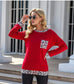 Anna-Kaci Two Tone Leopard Print Round Neck Patch Pocket Long Sleeve Tee