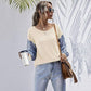 Anna-Kaci Two Tone Round Neck Floral Print Waffle Knit Sweater for Women
