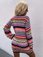 Anna-Kaci Ugly Christmas Striped Sweater Dress Knit Long Sleeve for Women