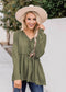 Anna-Kaci V Neck Button Front Long Sleeve Ruffle Peplum Blouse for Women