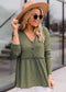 Anna-Kaci V Neck Button Front Long Sleeve Ruffle Peplum Blouse for Women