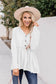 Anna-Kaci V Neck Button Front Long Sleeve Ruffle Peplum Blouse for Women