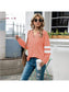 Anna-Kaci V Neck Contrast Striped Long Sleeve Oversized Sweater for Women